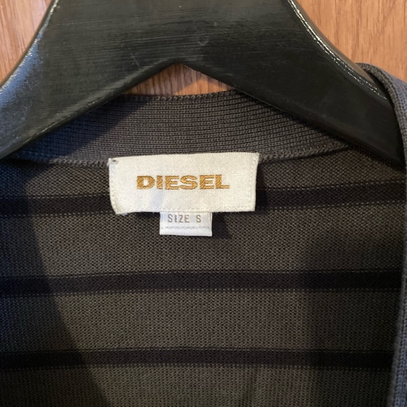Diesel Cotton Cardigan. Black and dark Khaki stripe Size Small - Picture 2 of 7